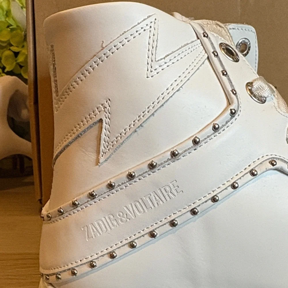 Zadig & Voltaire White Studded Leather High-Tops- 8 - Picture 2 of 13